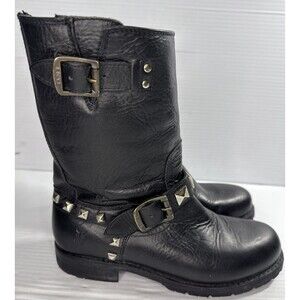 FRYE Women’s Rogan Studded Engineer Leather Boot Black 77199 Size 7.5B